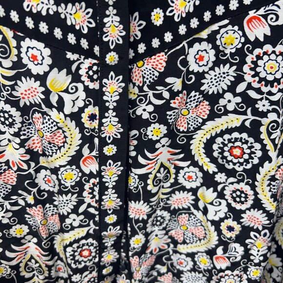 Boden black white yellow Floral Button-Down Long-Sleeve Shirt Dress 12R - Picture 6 of 10